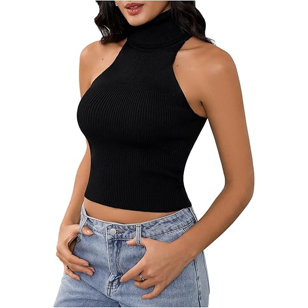 トップス mesh turtleneck design tank top CLOZOZ Turtle Neck Tank Tops for Women Sleeveless Mock Neck